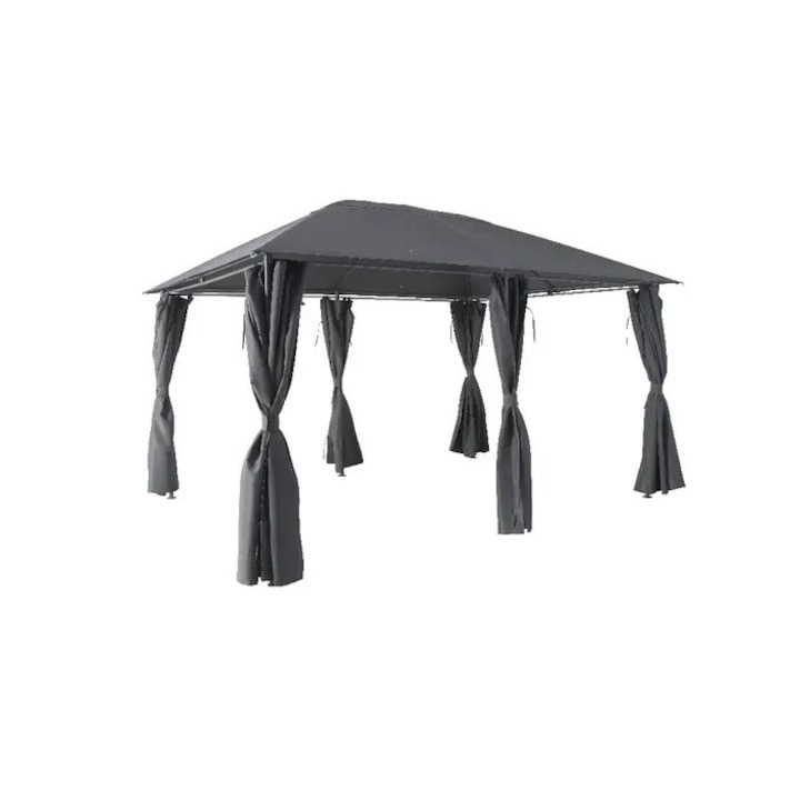 Pavilion de gradina metalic, structura rezistenta, culoare gri, dimensiuni 3x4m [2]
