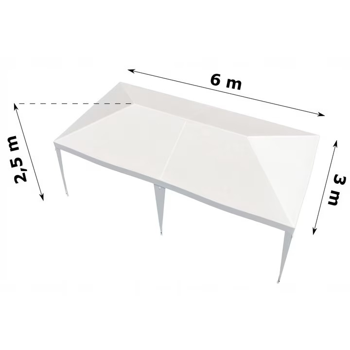 Pavilion / Foisor de gradina impermeabil 3x6x2.5 m, cadru metalic din otel, acoperis din polietilena 100 g/m², alb, rezistent la apa si UV, pentru curte, terasa si eveniment [4]