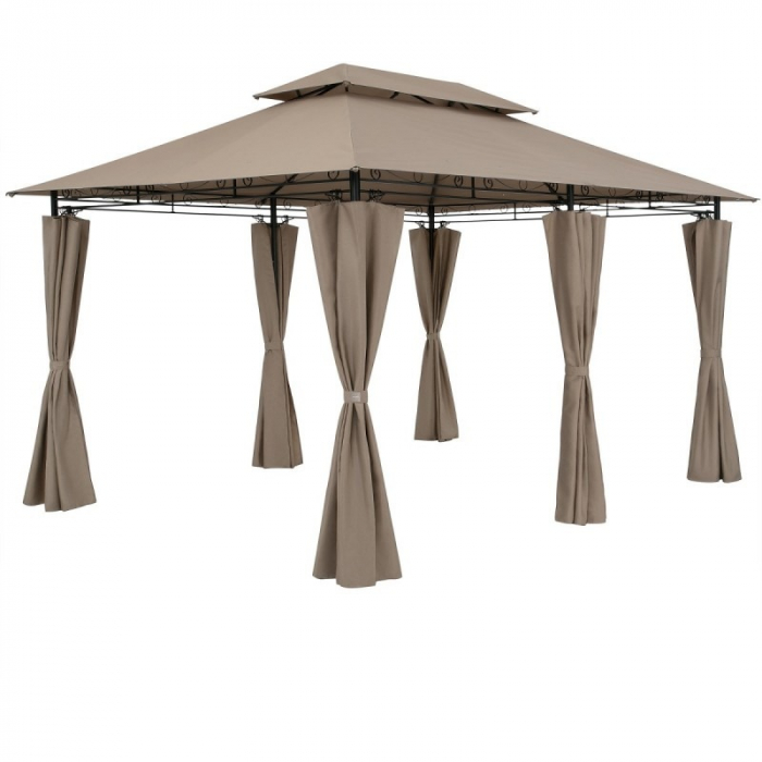 Pavilion de gradina metalic, structura rezistenta, culoare bej dimensiuni 3x4m [2]