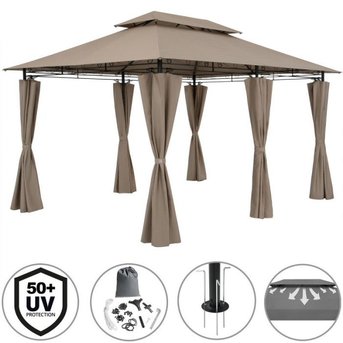 Pavilion de gradina metalic, structura rezistenta, culoare bej dimensiuni 3x4m [4]
