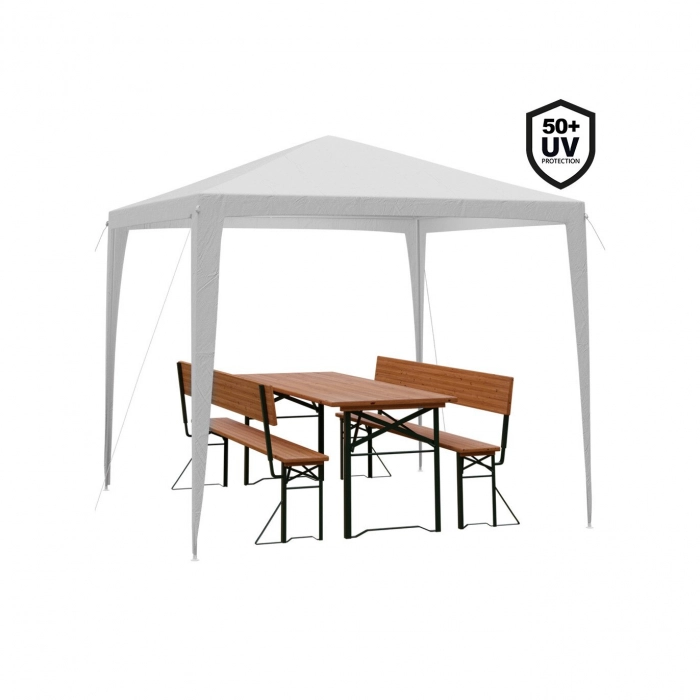 Pavilion de gradina,curte,evenimente 3x3 m cu accesorii de montare incluse - Alb/Cenusiu [2]