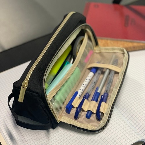 Penar multifunctional pentru scoala si birou, cu 2 compartimente si organizare inteligenta, material Oxford, negru [6]