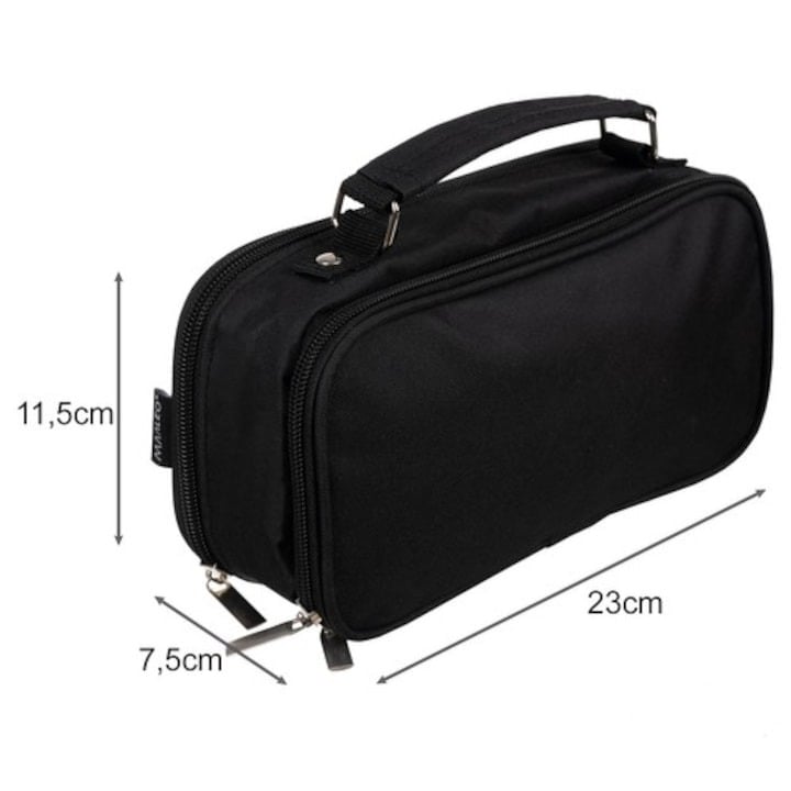 Penar pentru scoala cu 2 compartimente, 23x7.5x11.5 cm - Negru [5]