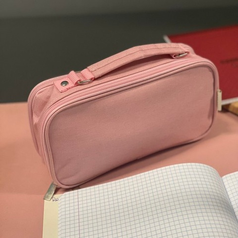 Penar scolar multifunctional cu organizare pe doua niveluri, buzunare interioare si suport pentru instrumente de scris, roz, 23 x 11 x 7 cm [10]