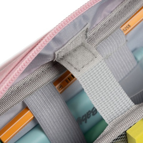 Penar scolar multifunctional cu organizare pe doua niveluri, buzunare interioare si suport pentru instrumente de scris, roz, 23 x 11 x 7 cm [5]