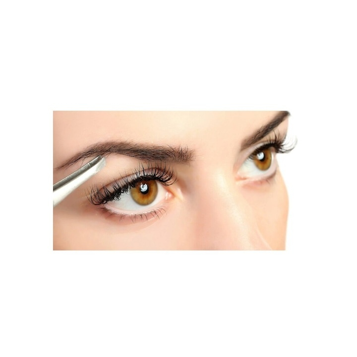 Penseta cosmetica dreapta din inox, clasica, pentru sprancene, prindere precisa, indepartare fire par [3]