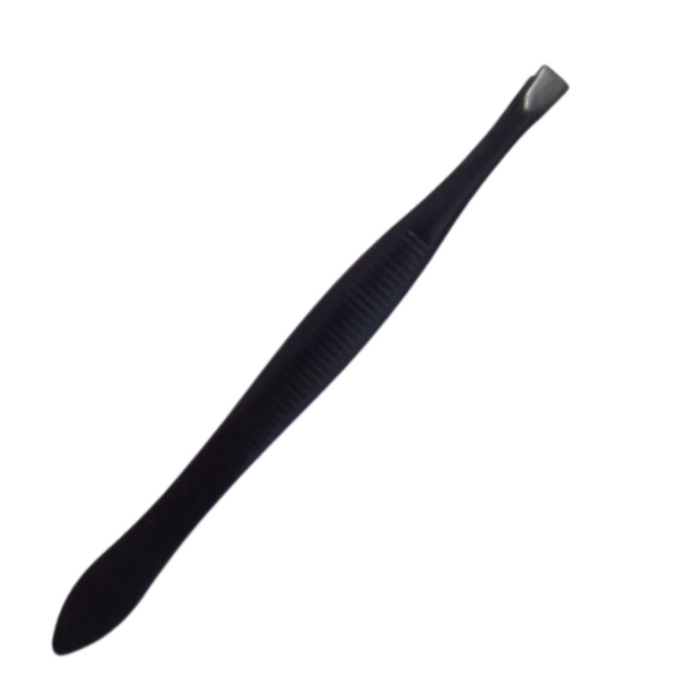 Penseta neagra 8.3 cm, varf plat drept tesit, otel carbon, penseta cosmetica pentru sprancene si fire de par, precizie ridicata pentru uz profesional si personal [3]
