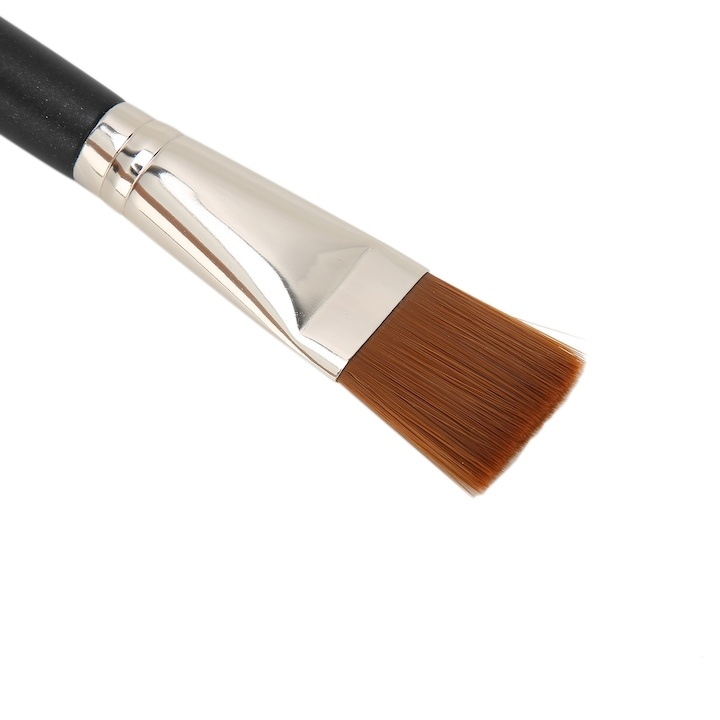 Pensula pentru pictura, body painting, cosmetice, multifunctionala, varf plat, peri sintetici fini, maner ergonomic, plastic, negru [5]