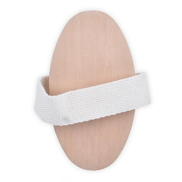 Perie anticelulitica pentru masaj corporal uscat, cu peri duri si maner din lemn, maro [16]