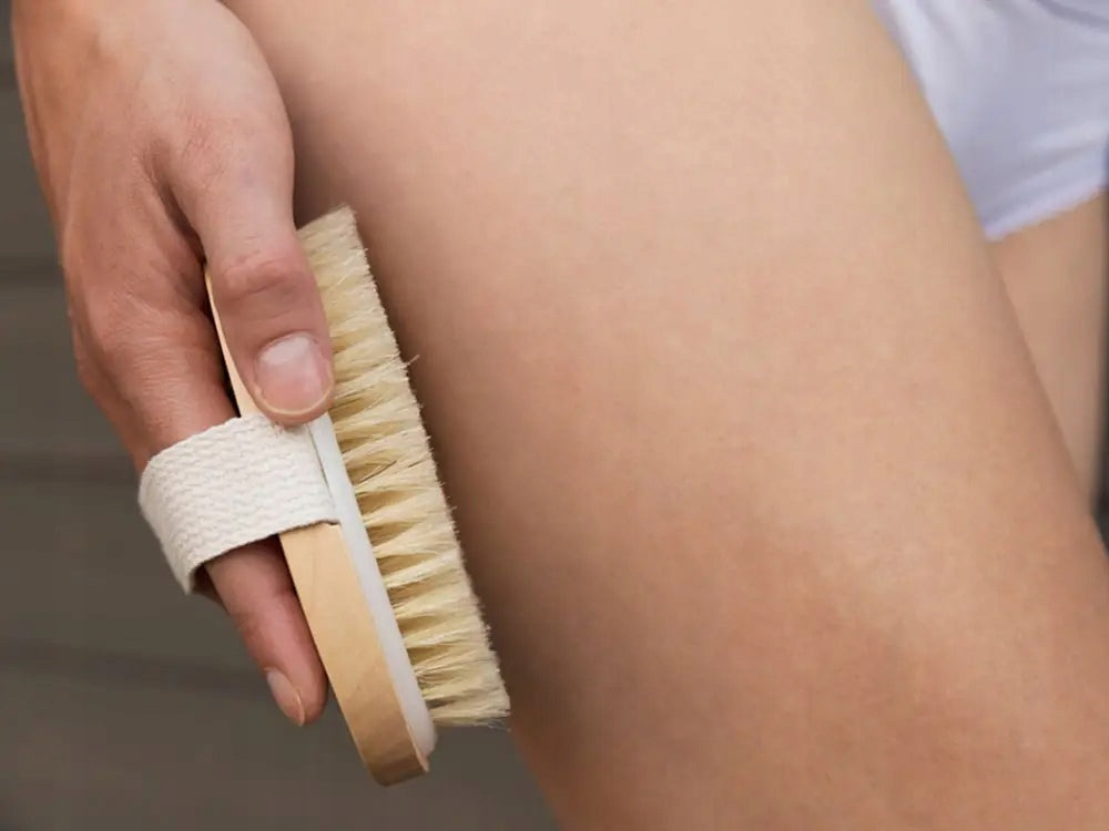 Perie anticelulitica pentru masaj corporal uscat, cu peri duri si maner din lemn, maro [9]