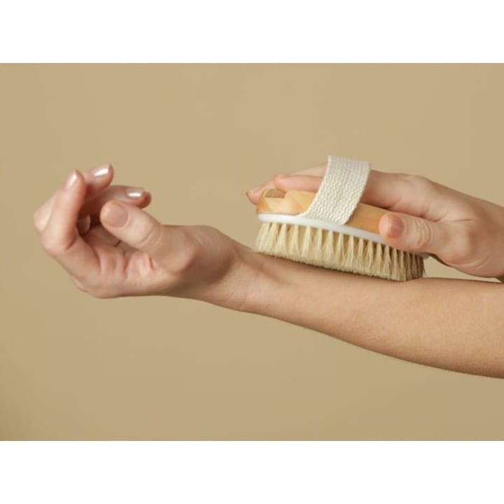 Perie de masaj pentru exfoliere uscata, peri naturali de agave, masaj anticelulitic, stimularea circulatiei si curatarea porilor, forma ovala ergonomica, lemn si peri naturali, 12.5 x 6.5 x 3.5 cm, ma [11]