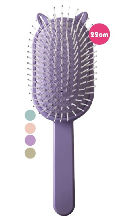 Perie de păr cu urechi de pisică, profesională, anti-încâlcire, cu peri flexibili și vârfuri rotunjite, maner ergonomic, pentru uz zilnic, 22 cm, mov – Dactylion [2]