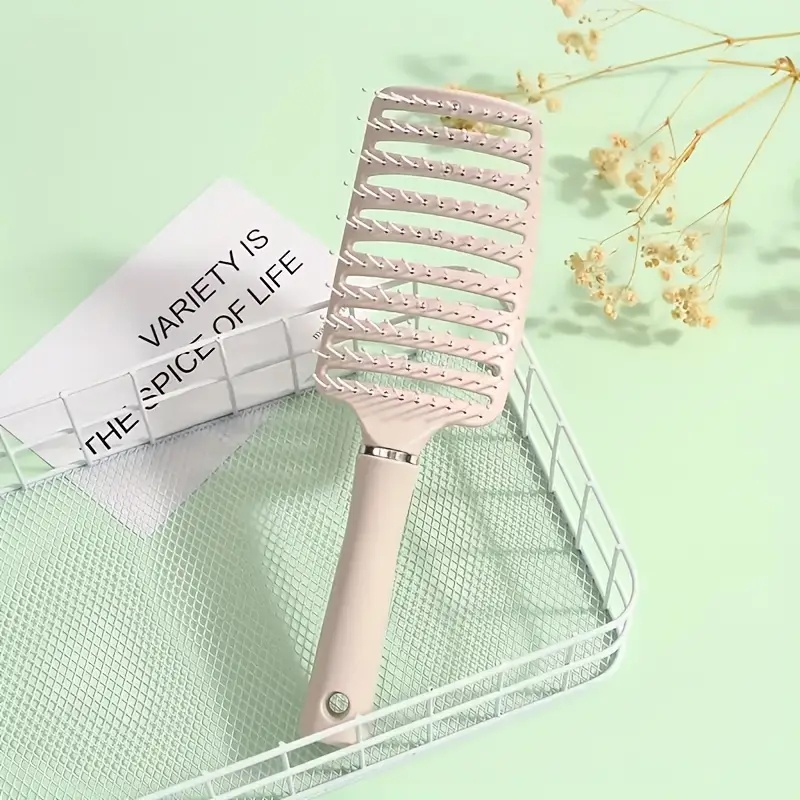Perie de păr profesională, ventilată, anti-încâlcire, cu peri flexibili și mâner ergonomic, pentru uscare rapidă și coafare zilnică, crem – Dactylion [6]