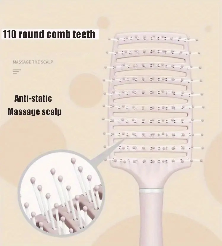 Perie de păr profesională, ventilată, anti-încâlcire, cu peri flexibili și mâner ergonomic, pentru uscare rapidă și coafare zilnică, crem – Dactylion [5]