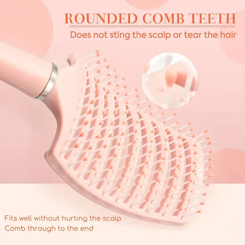 Perie de păr profesională, ventilată, anti-încâlcire, cu peri flexibili și mâner ergonomic, pentru uscare rapidă și coafare zilnică, roz – Dactylion [13]