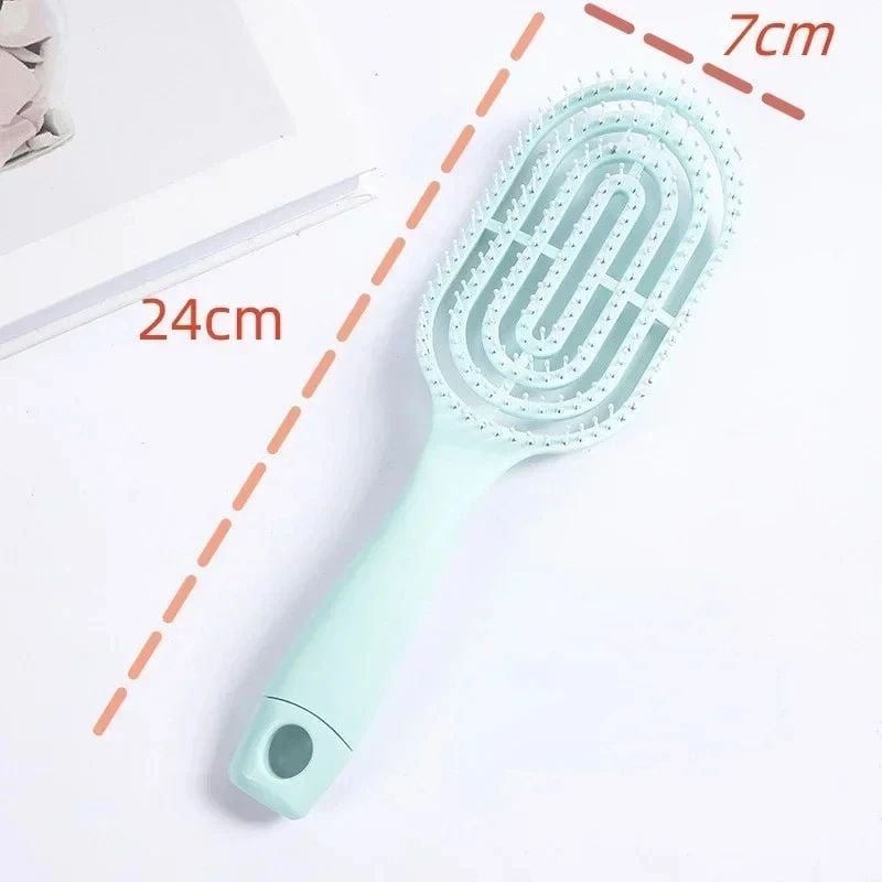 Perie de păr profesională, ventilată, anti-încâlcire, formă ovală, cu peri flexibili și mâner ergonomic, pentru uscare rapidă și coafare zilnică, verde – Dactylion [3]