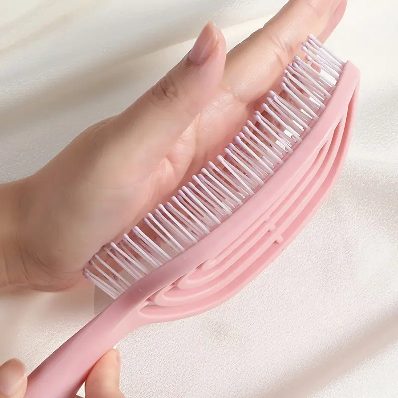 Perie de păr profesională, ventilată, anti-încâlcire, formă ovală, cu peri flexibili și mâner ergonomic, pentru uscare rapidă și coafare zilnică, roz – Dactylion [8]