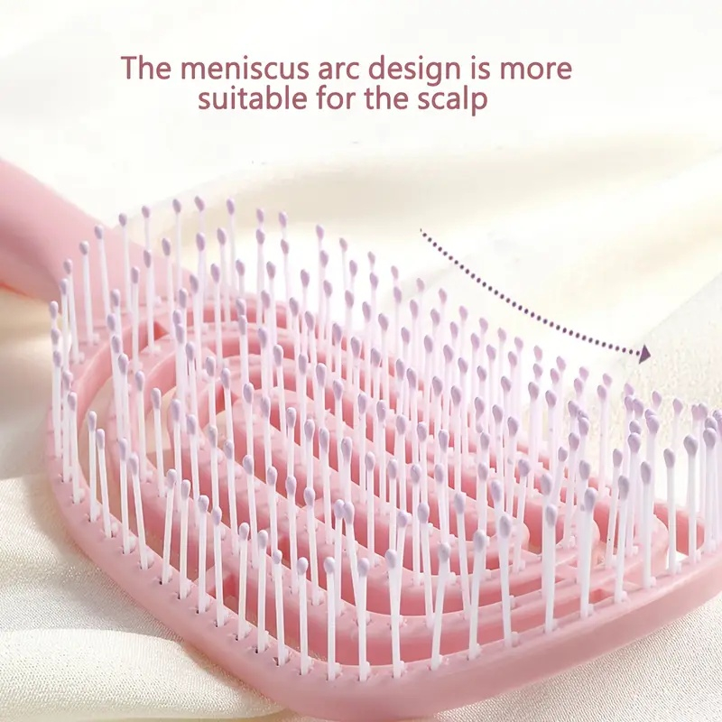 Perie de păr profesională, ventilată, anti-încâlcire, formă ovală, cu peri flexibili și mâner ergonomic, pentru uscare rapidă și coafare zilnică, roz – Dactylion [7]