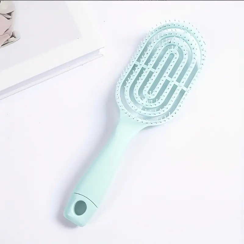 Perie de păr profesională, ventilată, anti-încâlcire, formă ovală, cu peri flexibili și mâner ergonomic, pentru uscare rapidă și coafare zilnică, verde – Dactylion [4]