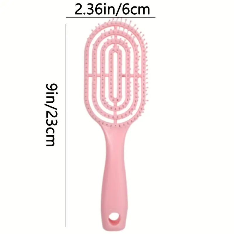 Perie de păr profesională, ventilată, anti-încâlcire, formă ovală, cu peri flexibili și mâner ergonomic, pentru uscare rapidă și coafare zilnică, roz – Dactylion [3]
