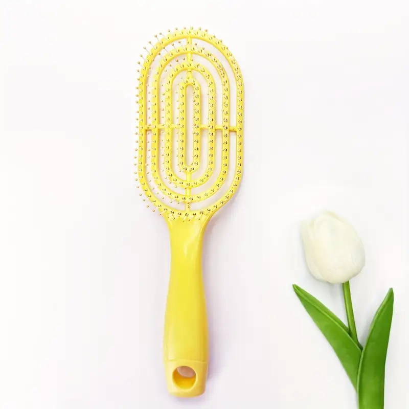 Perie de par profesionala, ventilata, anti incurcare, forma ovala, cu peri flexibili si maner ergonomic, pentru uscare rapida si coafare zilnica, galben [3]