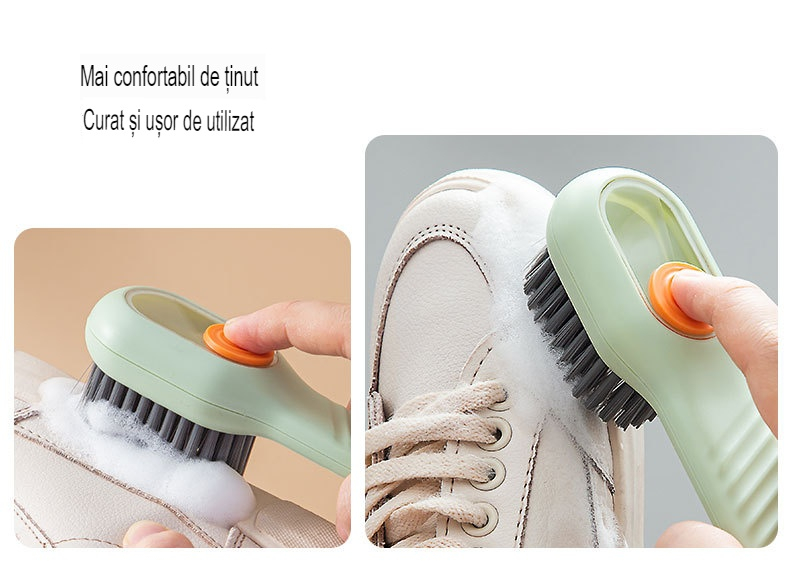 Perie pentru curatare incaltaminte cu recipient detergent lichid, peri moi si dozare controlata [3]