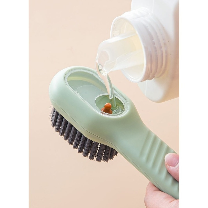 Perie pentru curatare incaltaminte cu recipient detergent lichid, peri moi si dozare controlata [6]