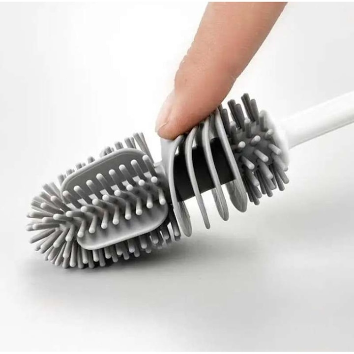 Perie pentru curatare sticle, pahare, borcane, vaze, silicon/plastic, gri, 32.5 x 3 cm [10]