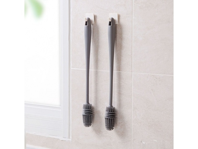 Perie pentru curatare sticle, pahare, borcane, vaze, silicon/plastic, gri, 32.5 x 3 cm [15]