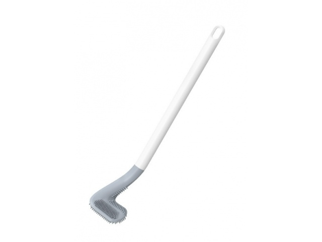 Perie pentru curatare toaleta, plastic si silicon, suport pentru agatare pe perete, 40 x 8 x 6 cm, alb/gri [11]