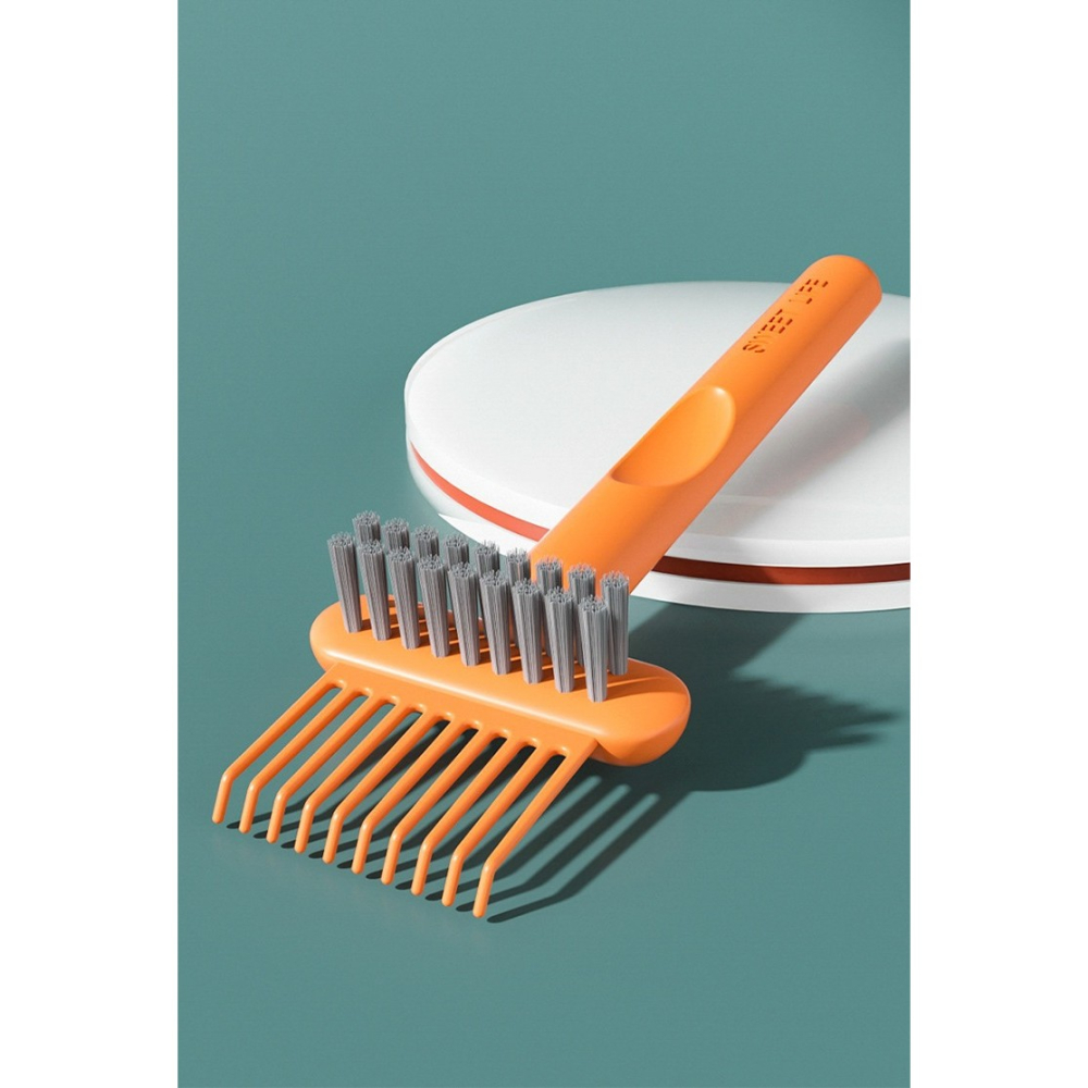 Perie portocalie 16 x 5 cm pentru curatarea periilor de par, accesoriu 2 in 1 [2]