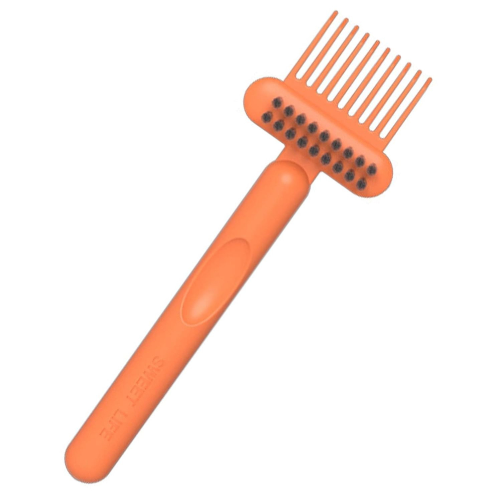 Perie portocalie 16 x 5 cm pentru curatarea periilor de par, accesoriu 2 in 1 [5]