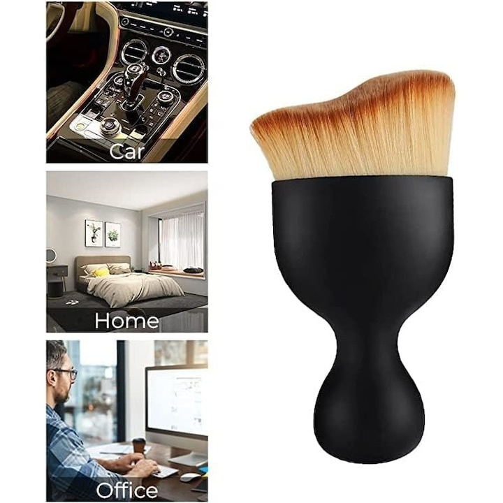 Perie profesionala pentru interior auto, plastic si nailon, curatare precisa, 10 x 4.5 x 2 cm, negru [2]