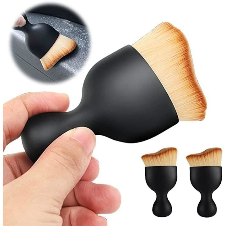 Perie profesionala pentru interior auto, plastic si nailon, curatare precisa, 10 x 4.5 x 2 cm, negru [7]