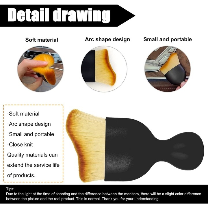 Perie profesionala pentru interior auto, plastic si nailon, curatare precisa, 10 x 4.5 x 2 cm, negru [4]