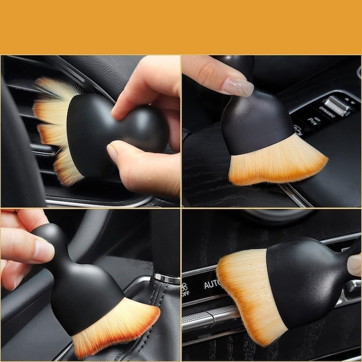Perie profesionala pentru interior auto, plastic si nailon, curatare precisa, 10 x 4.5 x 2 cm, negru [9]