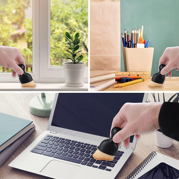 Perie profesionala pentru interior auto, plastic si nailon, curatare precisa, 10 x 4.5 x 2 cm, negru [6]