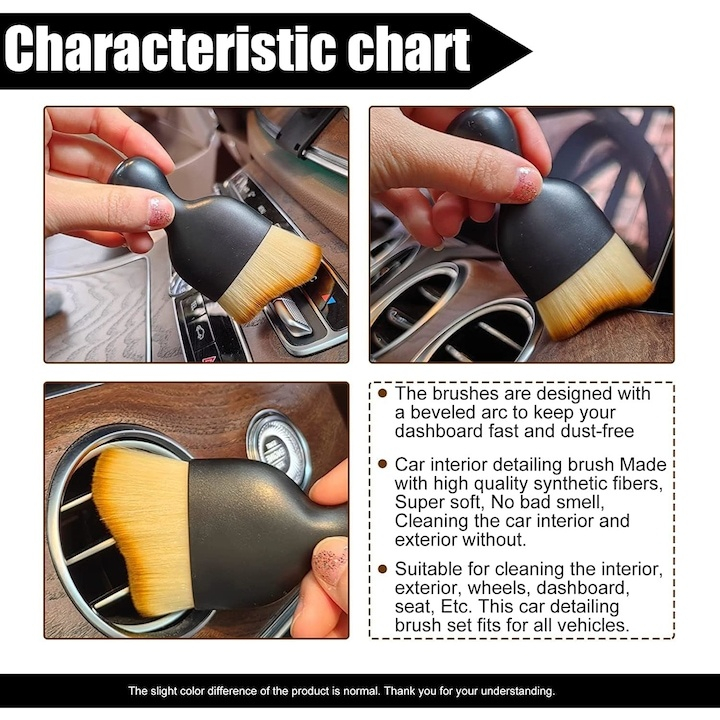 Perie profesionala pentru interior auto, plastic si nailon, curatare precisa, 10 x 4.5 x 2 cm, negru [5]