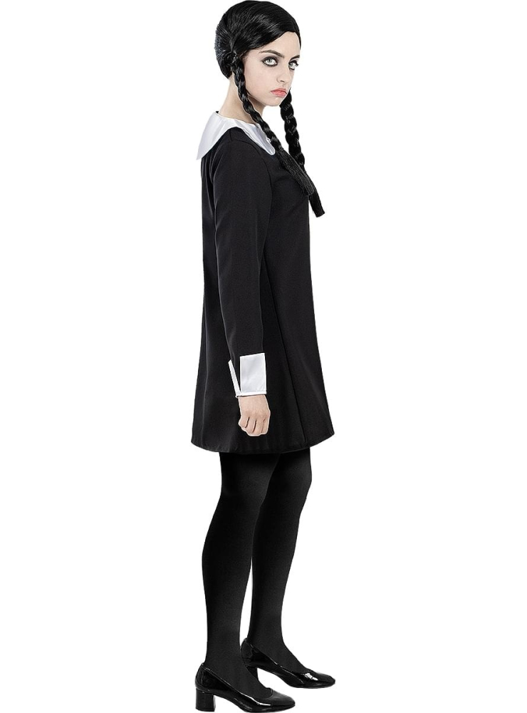 Peruca feminina lunga pentru costume si petreceri tematice, doua codite impletite, par sintetic negru, 55 cm [3]