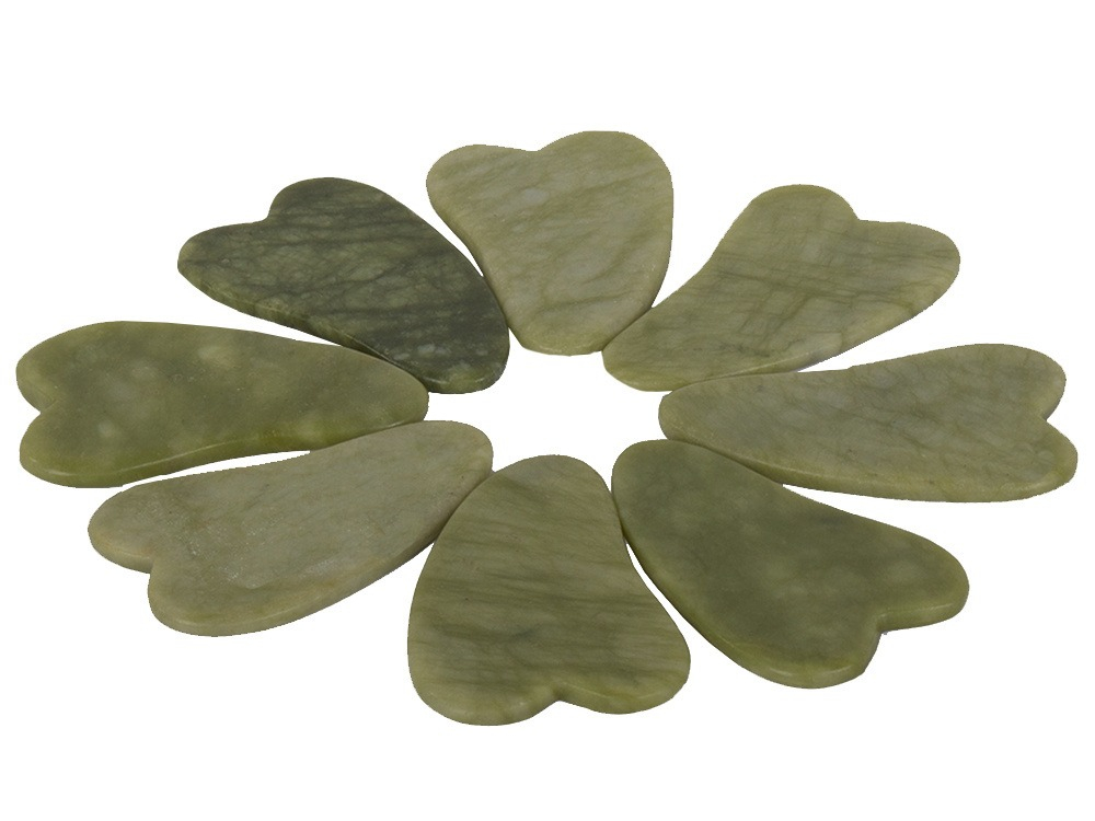 Piatra Gua Sha pentru masaj facial, corporal, 4.5 x 7 cm, instrument anti-imbatranire, jad, verde [8]