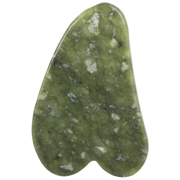 Piatra Gua Sha pentru masaj facial, corporal, 4.5 x 7 cm, instrument anti-imbatranire, jad, verde [2]