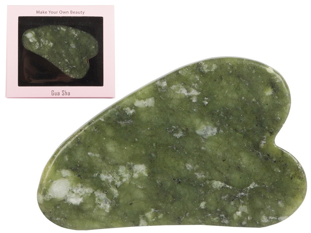 Piatra Gua Sha pentru masaj facial, corporal, 4.5 x 7 cm, instrument anti-imbatranire, jad, verde [6]