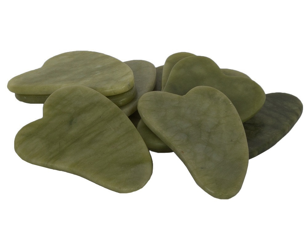 Piatra Gua Sha pentru masaj facial, corporal, 4.5 x 7 cm, instrument anti-imbatranire, jad, verde [9]
