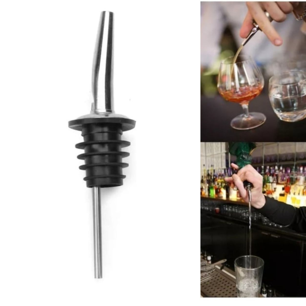 Picurator inox negru cu capac 10.5 cm, diametru 2.5 cm, dop profesional cu silicon pentru servire curata si dozare precisa [9]