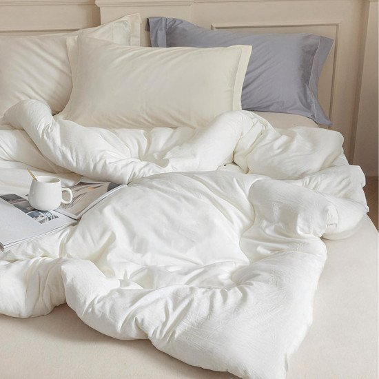 Pilota alba 200x220 cm pentru dormitor, 300 g/m², microfibra cu fibre siliconice, 4 anotimpuri, antialergica, reversibila, lavabila si compatibila cu uscator [2]