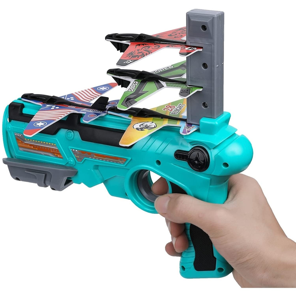 Pistol de jucarie pentru copii,lansator de 4 avioane,pistol alb [2]