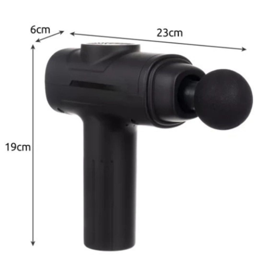 Pistol de masaj negru 23 x 19 x 6 cm, 35 W, 8 capete interschimbabile, 6 trepte de intensitate, acumulator Li-Ion 2000 mAh, valiza transport [2]