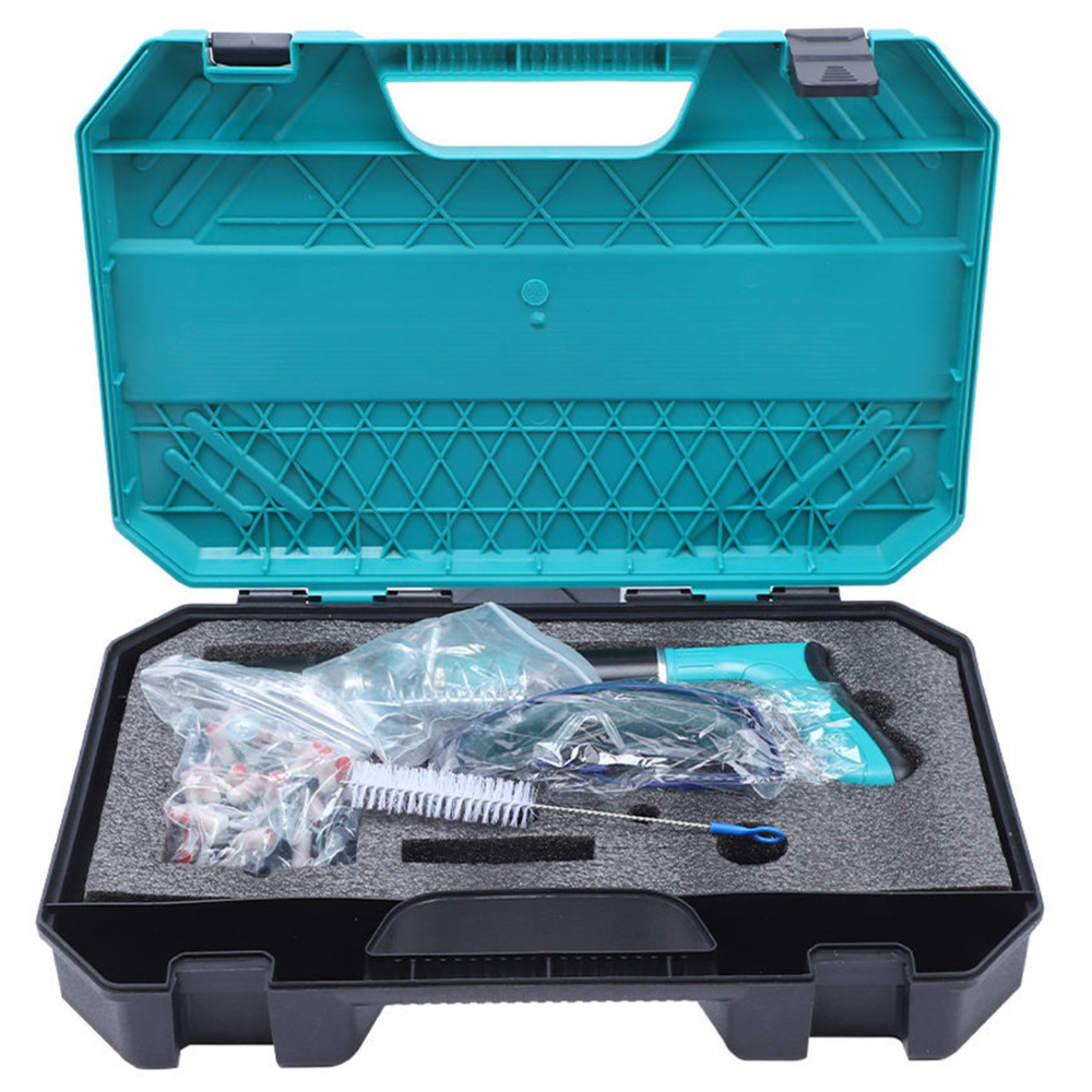 Pistol manual pentru batut cuie in beton, otel si lemn, reglaj putere, 200 cuie incluse, valiza transport si accesorii protectie [9]