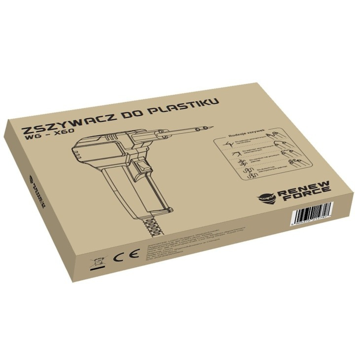 Pistol pentru lipit si sudat plastic, putere 50W, 4 tipuri de capse, 200 capse incluse, Negru [3]