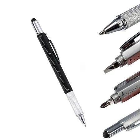Pix multifunctional 6 in 1, rigla, 2 surubelnite, touchscreen, nivela cu bula, metal, 14.8 cm - Argintiu [5]